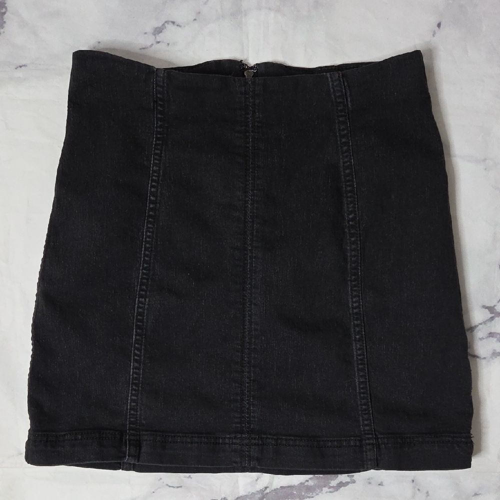 Free People Modern Femme Denim Mini Skirt Black